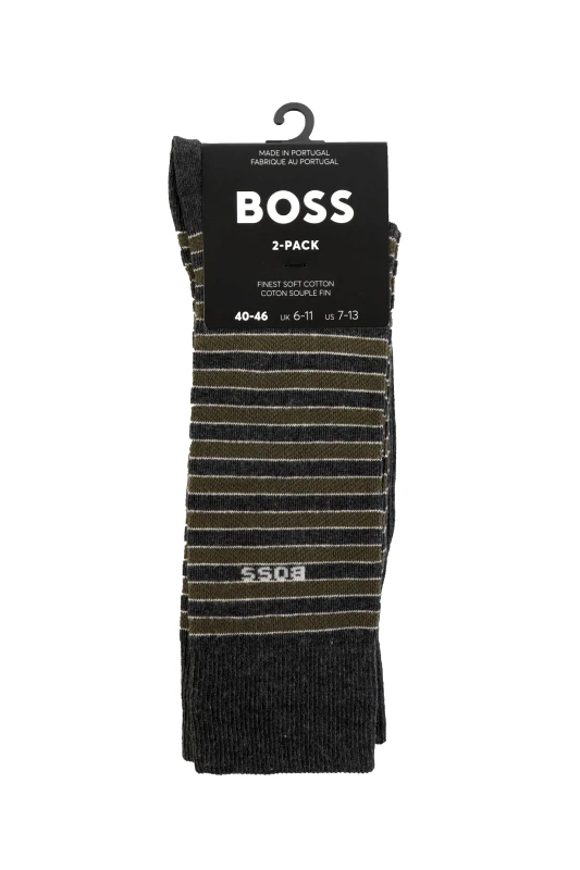 BOSS BOSS ΚΑΛΤΣΕΣ ΡΙΓΕ 2P RS STRIPE ΧΑΚΙ-ΓΚΡΙ