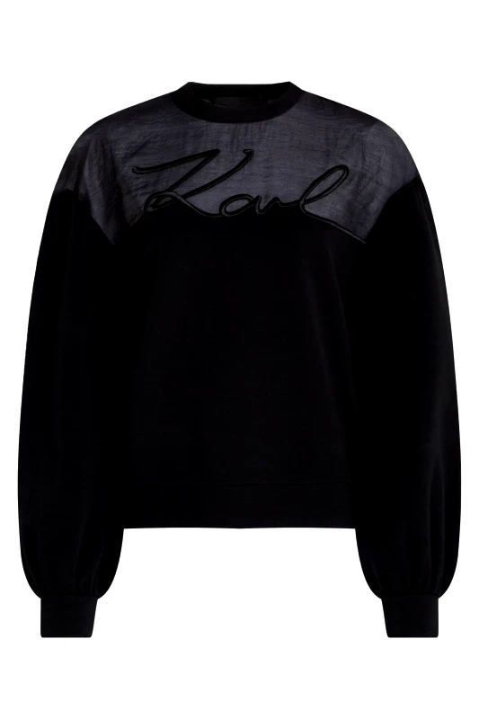 KARL LAGERFELD KARL LAGERFELD ΦΟΥΤΕΡ CREWNECK ΔΙΑΦΑΝΕΙΑ LOGO ΜΑΥΡΟ