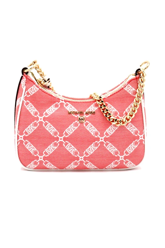 MICHAEL KORS MICHAEL KORS ΤΣΑΝΤΑΚΙ ΧΕΙΡΟΣ ΑΛΥΣΙΔΑ JET SET CHARM ΑLL OVER LOGO ΚΟΡΑΛΙ/ΛΕΥΚΟ