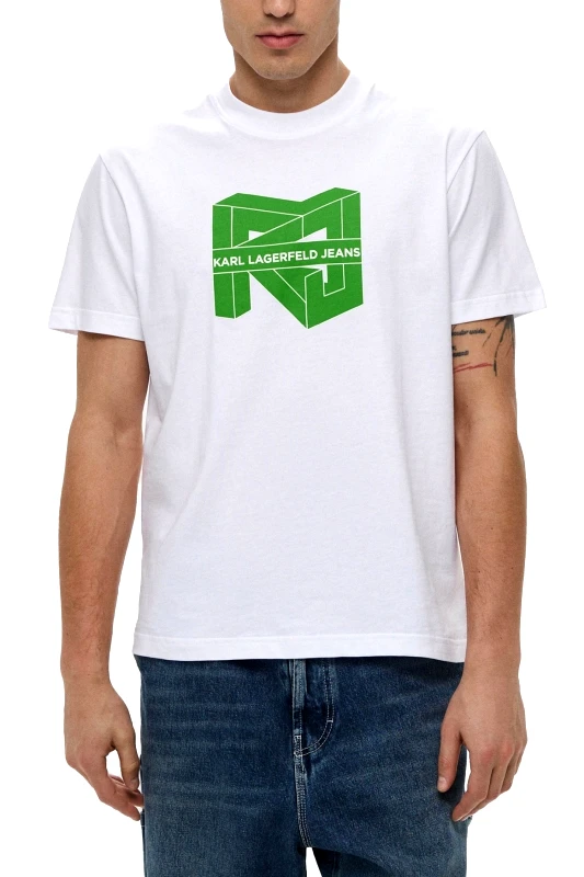KARL LAGERFELD JEANS KARL LAGERFELD JEANS T-SHIRT REGULAR SS CUBE LOGO TEE ΛΕΥΚΟ