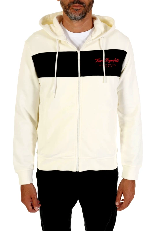 KARL LAGERFELD KARL LAGERFELD ΦΟΥΤΕΡ ZIPHOOD LOGO ΥΠΟΛΕΥΚΟ-ΜΑΥΡΟ