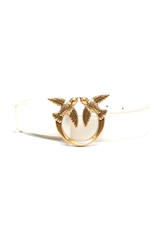 PINKO PINKO ΖΩΝΗ LOVE BERRY H3 ΕΓΚΡΑΦΑ BIRDS ΛΕΥΚΟ