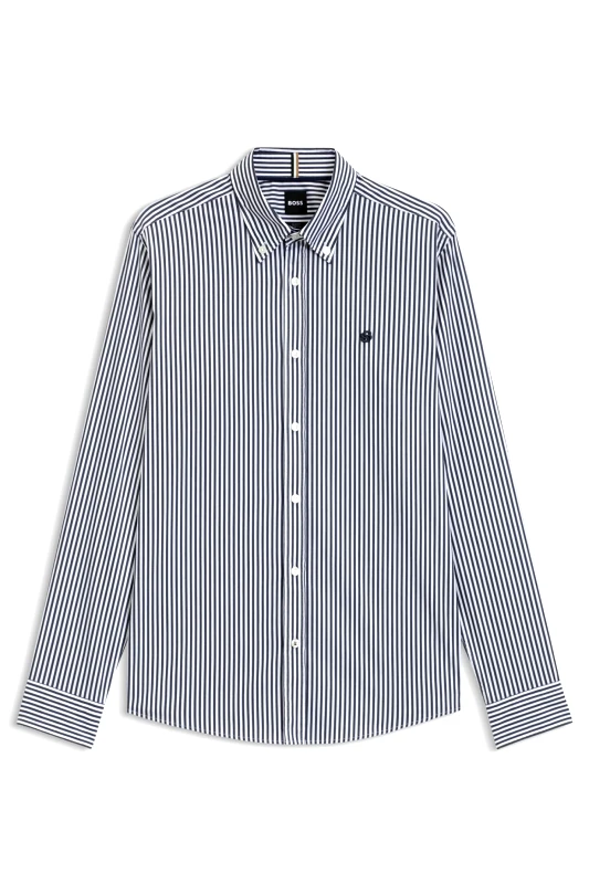BOSS BOSS ΠΟΥΚΑΜΙΣΟ ΡΙΓΕ BUTTON DOWN SLIM FIT STRETCH H-ROAN-BD-E-C1-253 ΛΕΥΚΟ-ΜΠΛΕ