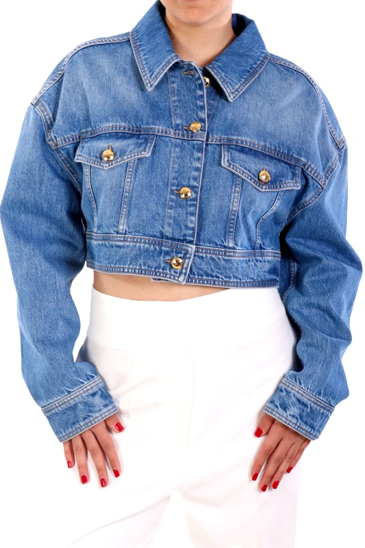 ELISABETTA FRANCHI ELISABETTA FRANCHI JACKET JEANS CROPPED DENIM ΜΠΛΕ