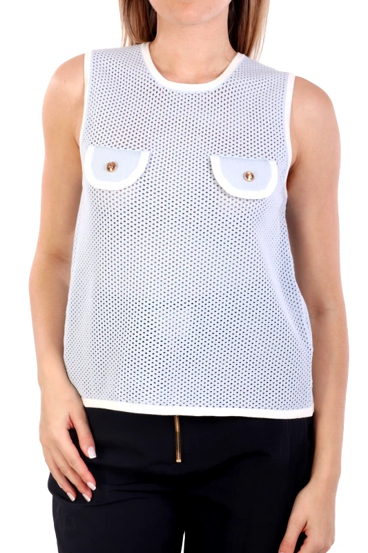 ELISABETTA FRANCHI ELISABETTA FRANCHI T-SHIRT ΑΜΑΝΙΚΟ ΔΙΑΤΡΗΤΟ ΧΡΥΣΑ ΚΟΥΜΠΙΑ ΣΙΕΛ