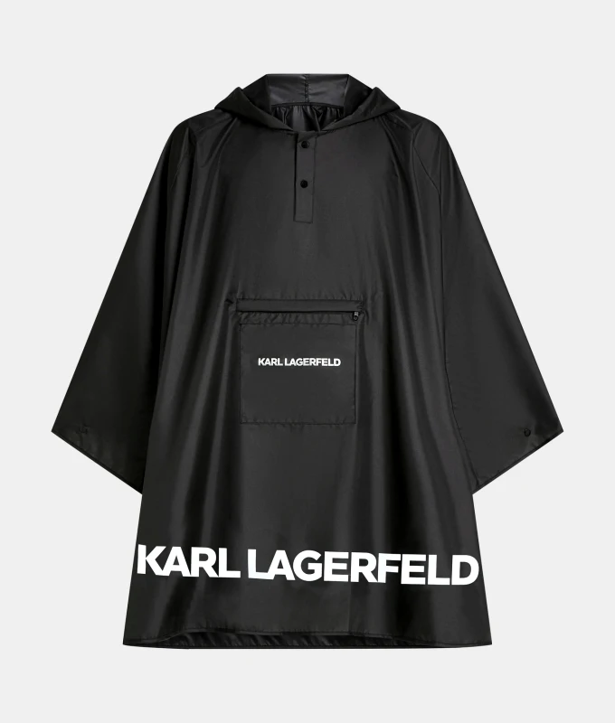 KARL LAGERFELD KARL LAGERFELD PONCHO PACKABLE LOGO ΜΑΥΡΟ