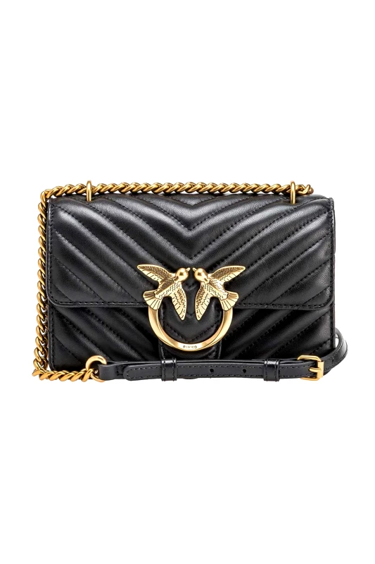 PINKO PINKO ΤΣΑΝΤΑΚΙ CROSSBODY LOVE ONE MINI DC LOGO ΜΑΥΡΟ