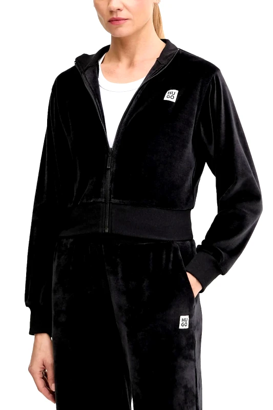 HUGO HUGO ΦΟΥΤΕΡ FULLZIP VELVET ZIP JACKET LOGO ΜΑΥΡΟ