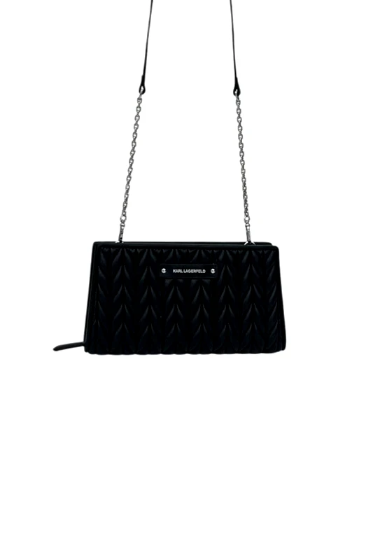 KARL LAGERFELD KARL LAGERFELD ΤΣΑΝΤΑ/ΠΟΡΤΟΦΟΛΙ CROSSBODY WEAVE CB WALLET LOGO ΜΕΤΑΛΛΙΚΟ ΜΑΥΡΟ