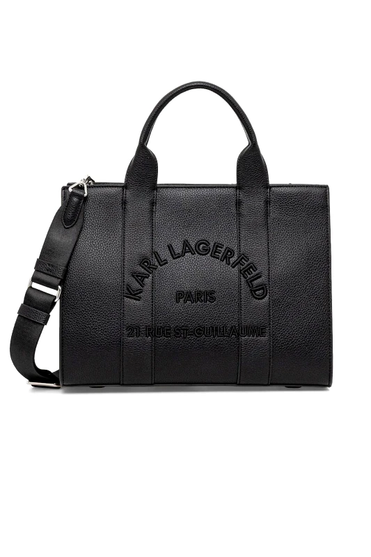 KARL LAGERFELD KARL LAGERFELD ΤΣΑΝΤΑ TOTE K/RSG MD SQUARE PEB EMB ΧΕΙΡΟΣ/CROBODY LOGO ΜΑΥΡΟ