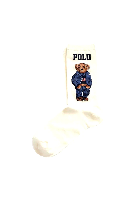 RALPH LAUREN RALPH LAUREN ΚΑΛΤΣΕΣ AMERICANA BEAR LOGO ΕΚΡΟΥ