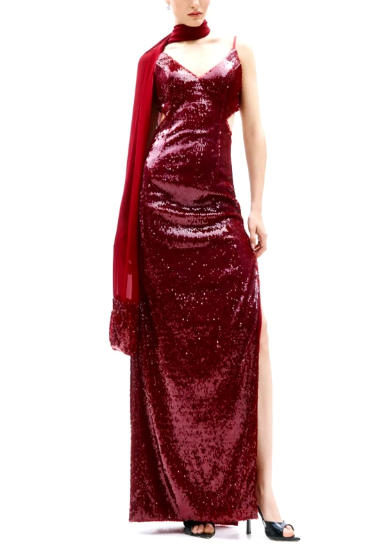 ALLURE ALLURE EVENING ΦΟΡΕΜΑ MAXI ΑΝΟΙΧΤΗ ΠΛΑΤΗ ΠΑΓΙΕΤΑ ΜΠΟΡΝΤΩ