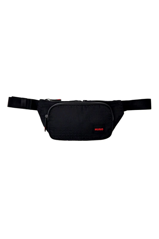 HUGO HUGO ΤΣΑΝΤΑΚΙ ΜΕΣΗΣ ETHON_JQ_NEW WAISTBA ALL OVER LOGO ΜΑΥΡΟ
