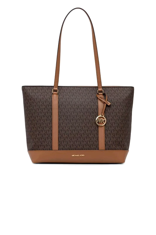 MICHAEL KORS MICHAEL KORS ΤΣΑΝΤΑ SHOPPING BAG ΩΜΟΥ ANDIE ALL OVER LOGO ΚΑΦΕ/ΤΑΜΠΑ