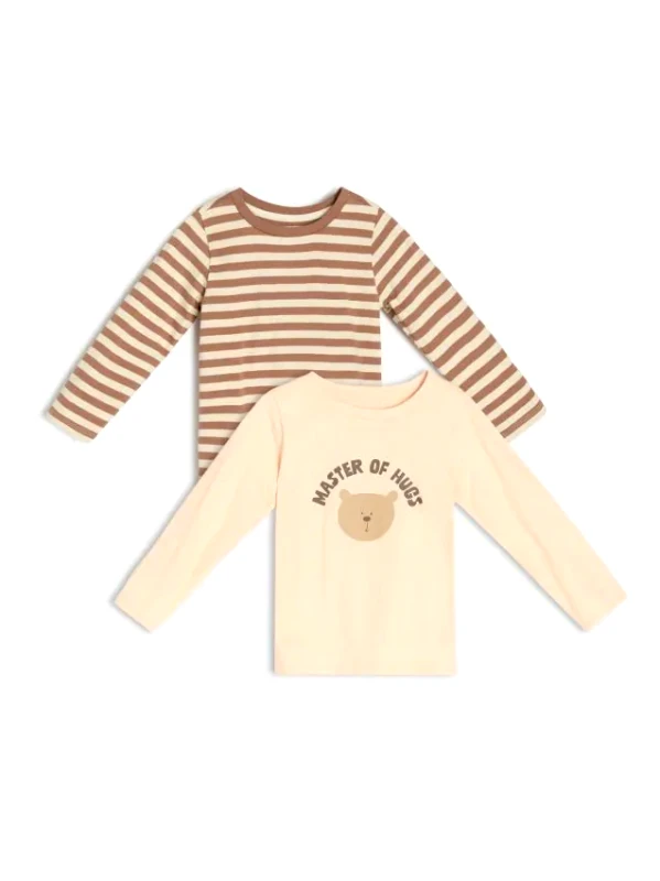 Sinsay Sinsay - Σετ 2 μπλούζες με μακριά μανίκια - κρεμ