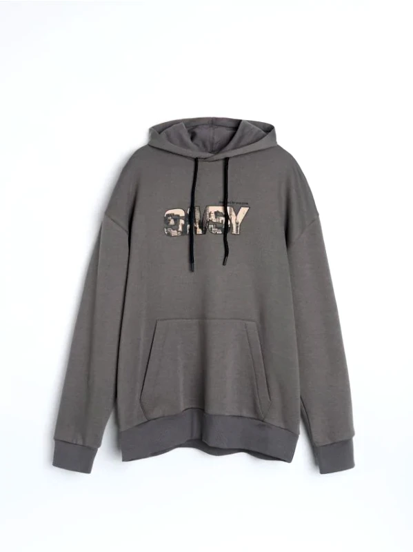 Sinsay Sinsay - Φούτερ με κουκούλα - σκουρο γκρι