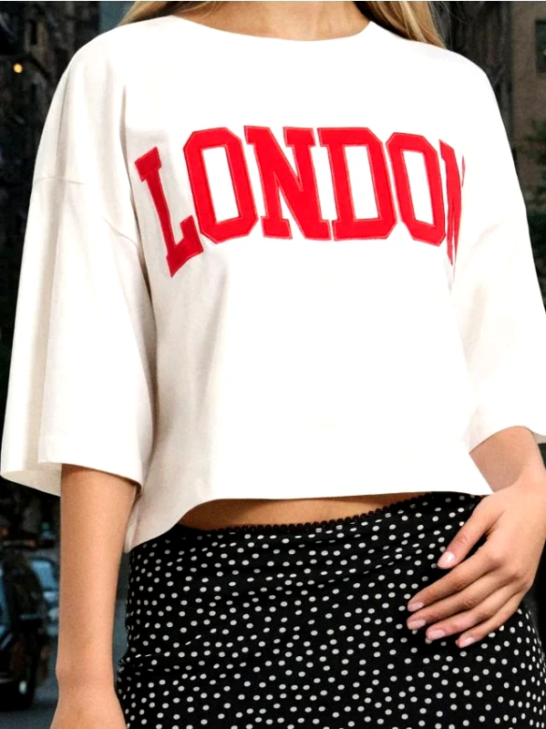 Sinsay Sinsay - Κοντό μπλουζάκι - κρεμ