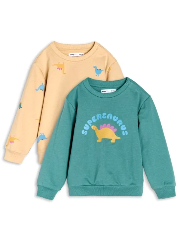 Sinsay Sinsay - Μπλούζα με λαιμόκοψη crewneck 2 pack - γαλαζοπρασινο