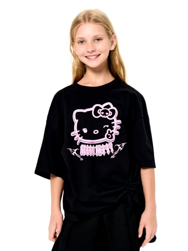 Sinsay Sinsay - Βαμβακερό μπλουζάκι με στάμπα Hello Kitty - μαυρο