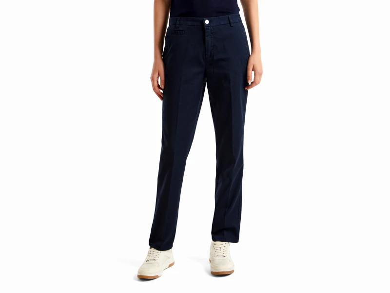 United Colors of Benetton Benetton, Τσίνο Slim Fit Από Βαμβακερό Μπλε Σκούρο, size , Σκουρο Μπλε, Γυναικεία