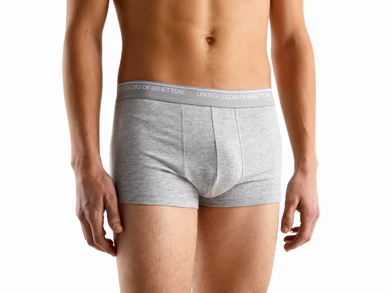 United Colors of Benetton Benetton, Μπόξερ Στενό Από Οργανικό Βαμβακερό, size S, Ανοιχτο Γκρι, Ανδρικά
