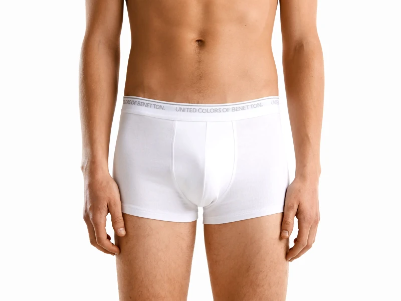 United Colors of Benetton Benetton, Μπόξερ Στενό Από Οργανικό Βαμβακερό, size M, Λευκο, Ανδρικά