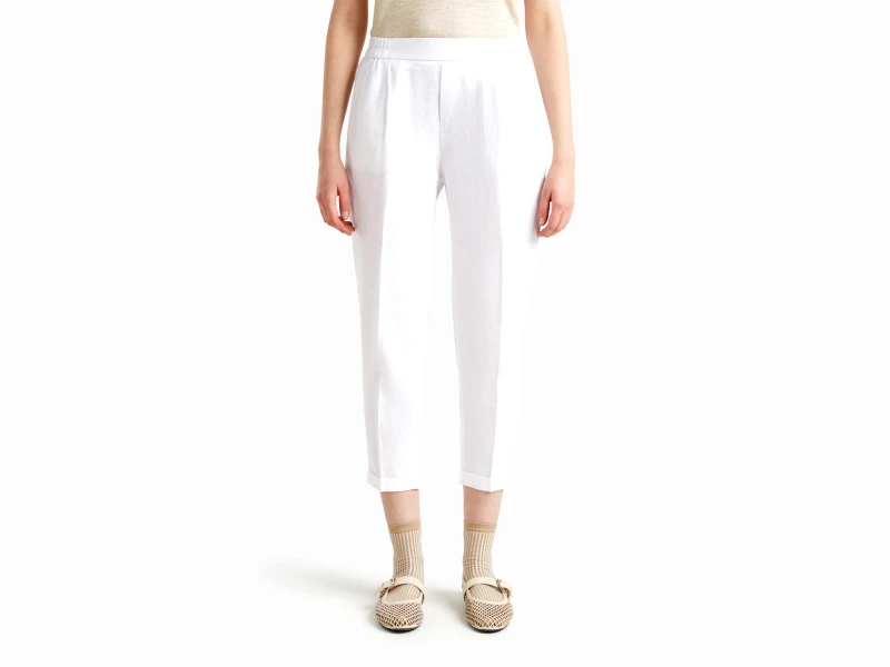 United Colors of Benetton Benetton, Παντελόνι Cropped Από 100% Λινό, size XS, Λευκο, Γυναικεία