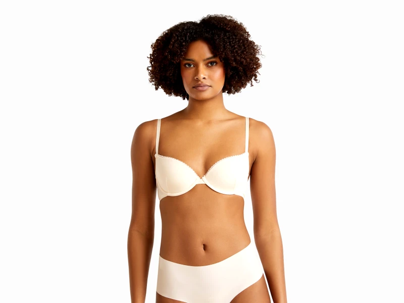 United Colors of Benetton Benetton, Σουτιέν Push Up Από Ελαστικό Modal®, size , Μπεζ, Γυναικεία