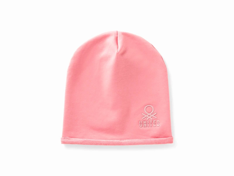 United Colors of Benetton Benetton, Σκούφος Από Ελαστικό Βαμβακερό, size M-L, Ροζ, Παιδικά