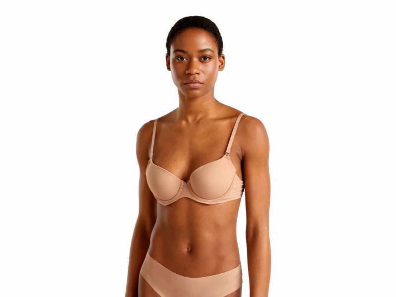 United Colors of Benetton Benetton, Σουτιέν Με Επένδυση Με Μπανέλα, size , Μπεζ, Γυναικεία