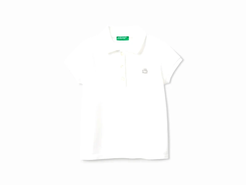 United Colors of Benetton Benetton, Πόλο Κοντομάνικο Από Βαμβακερό, size 18-24, Λευκο, Παιδικά