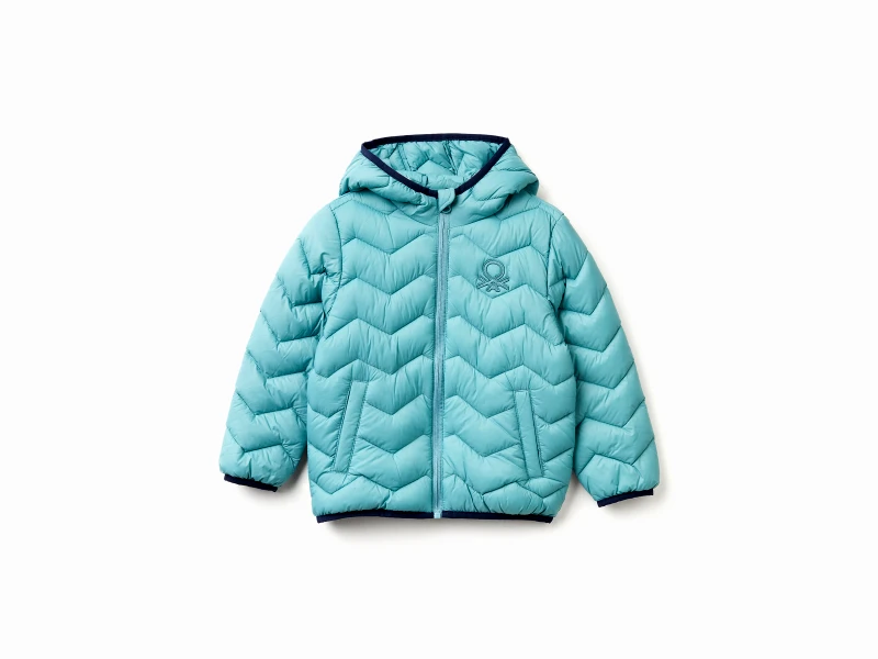 United Colors of Benetton Benetton, Μπουφάν Με Επένδυση Με Κουκούλα, Size: 18-24, Ουρανι, Παιδικά