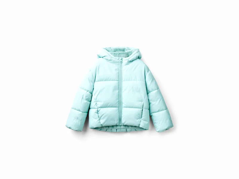 United Colors of Benetton Benetton, Μπουφάν Με Επένδυση Με Κουκούλα, Size: L, Τιρκουαζ, Παιδικά