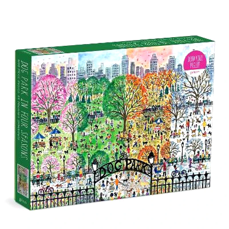 Mudpuppy Press Michael Storrings Dog Park in Four Seasons 1000 Piece Puzzle Galison Mudpuppy Press