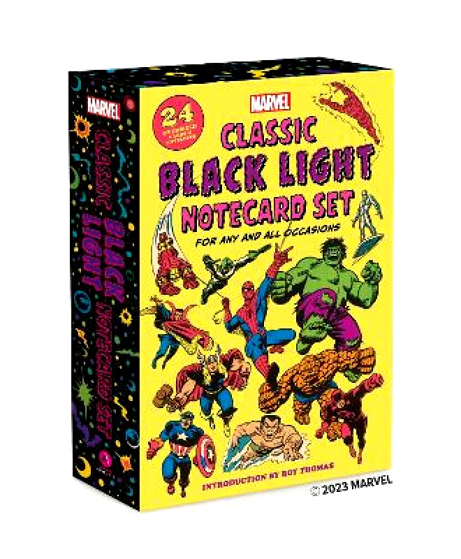 Abrams ComicArts Marvel Classic Black Light Notecard Set: 24 Oversized Cards + Envelopes for Any and All Occasions Marvel Entertainment Abrams ComicArts 1109
