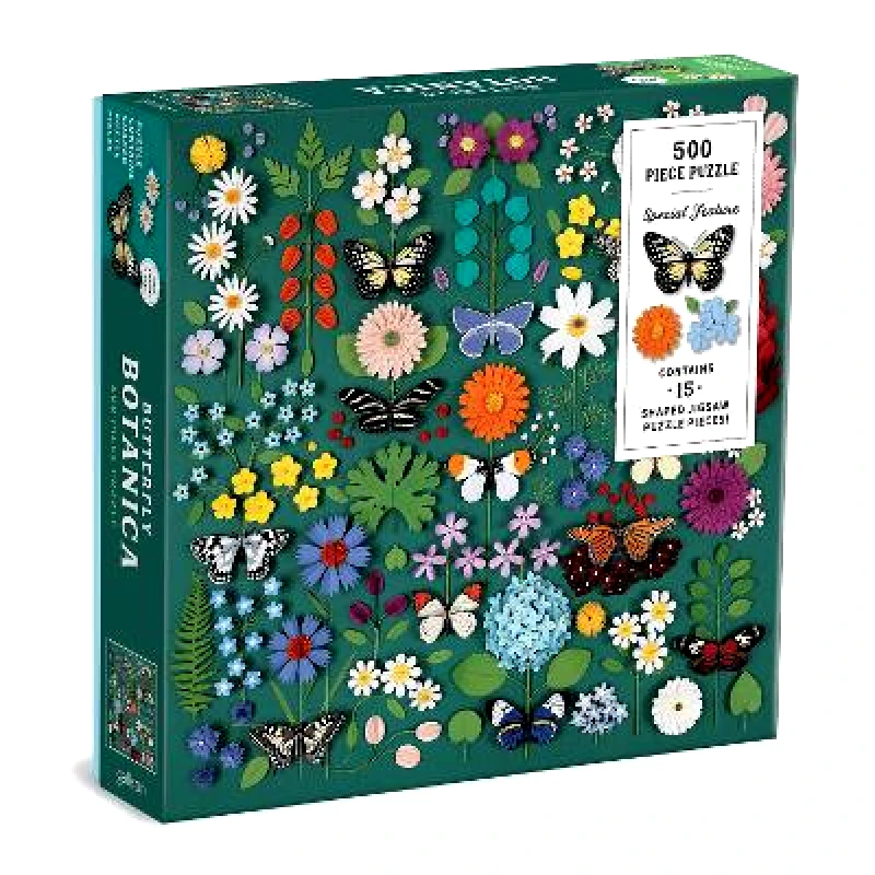 Mudpuppy Press Butterfly Botanica 500 Piece Puzzle with Shaped Pieces Galison Mudpuppy Press Jigsaw