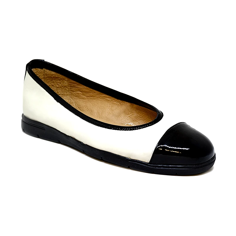 Bigshoes Bigshoes GA1133/C-02/01 Ανατομική Δερμάτινη Μπαλαρίνα Ιβουάρ