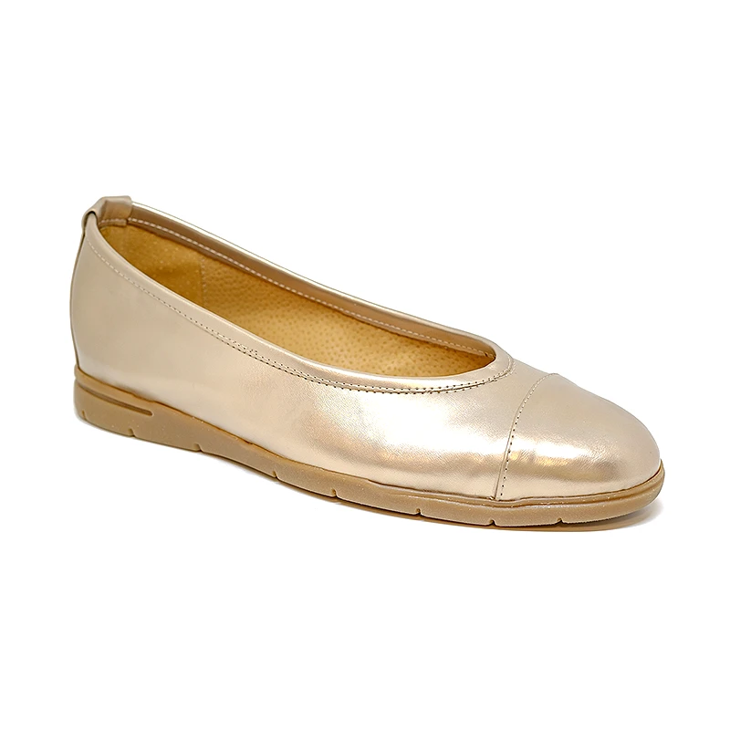 Bigshoes Bigshoes GA1133/C-06 Ανατομική Δερμάτινη Μπαλαρίνα Χρυσό