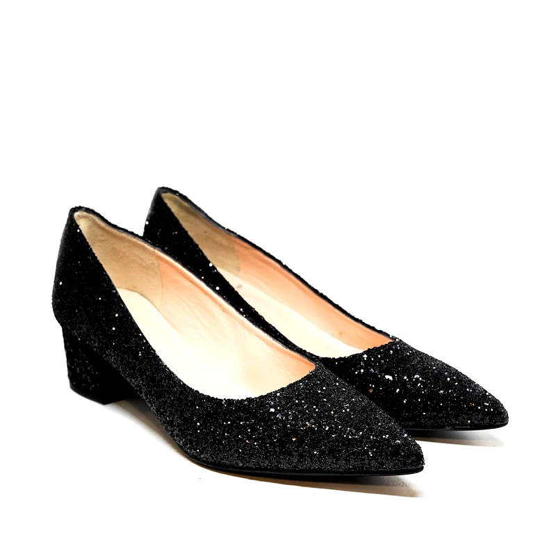 Bigshoes Bigshoes MX9122-01GL Δερμάτινη Γόβα Μαύρη 5.5cm