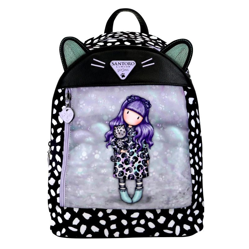 Gorjuss Σακίδιο Πλάτης Casual Gorjuss Smitten kitten Μαύρο Λευκό (25,5 x 31 x 10 cm)