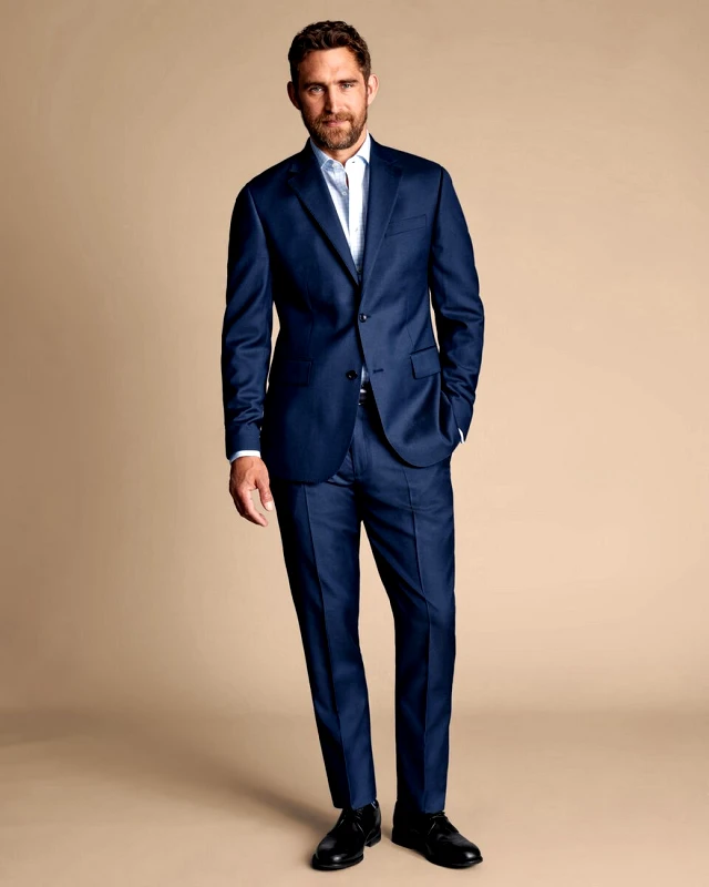Charles Tyrwhitt Charles Tyrwhitt Κοστούμι Natural Stretch Twill σε Μπλε Ανοιχτό