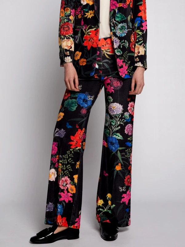 Vilagallo Παντελόνα Floral Printed σε Μαύρο Εμπριμέ