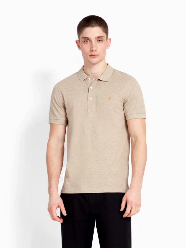 Farah Farah Ανδρικό Polo Μπλουζάκι Κοντομάνικο Slim Fit από Οργανικό Βαμβάκι