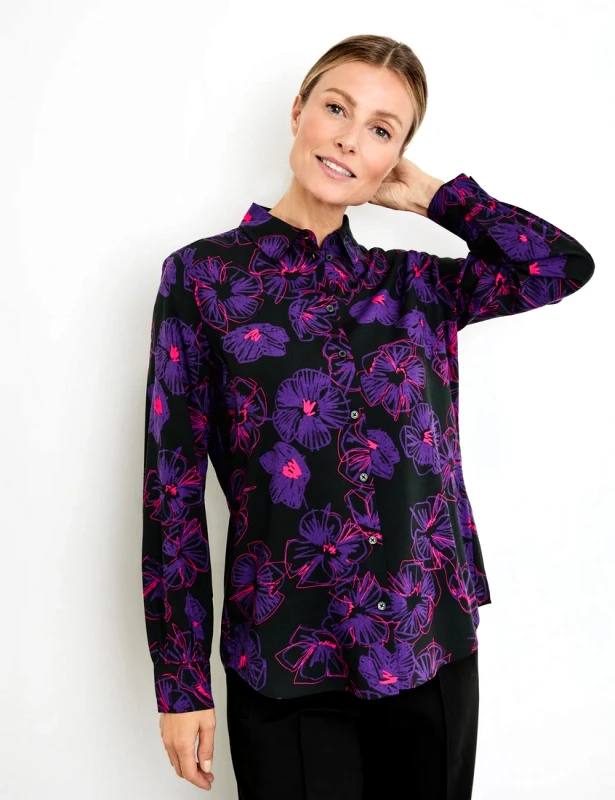 Gerry Weber Gerry Weber Floral Printed Πουκάμισο σε Μαύρο Εμπριμέ
