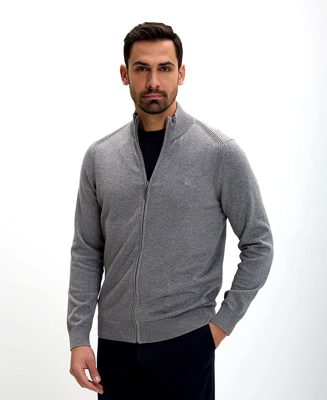 Commander Ανδρική Ζακέτα Regular Fit Βαμβακερή Με Φερμουάρ
