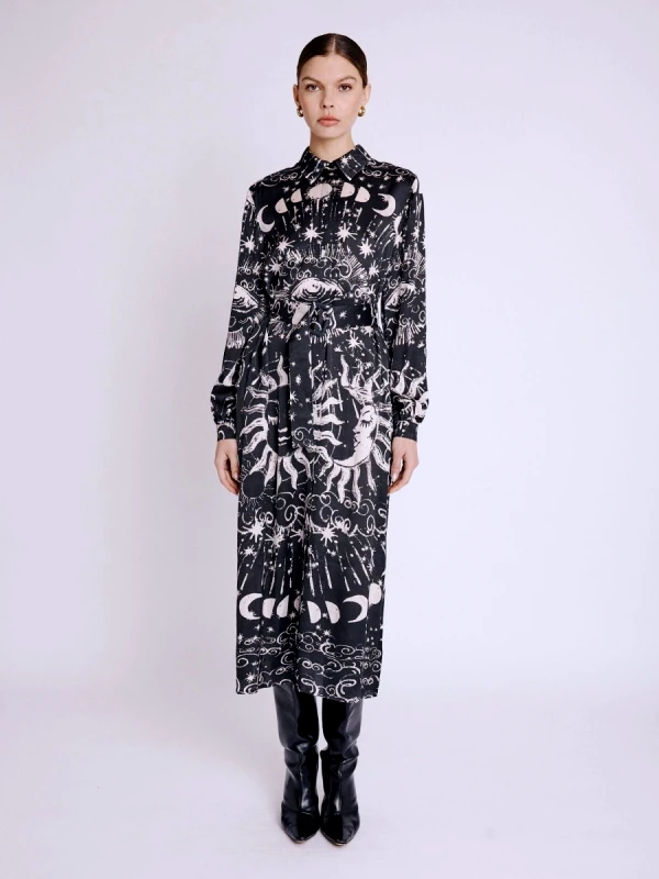 Berenice Berenice Γυναικείο Φόρεμα Maxi All Over Print σε Μαύρο