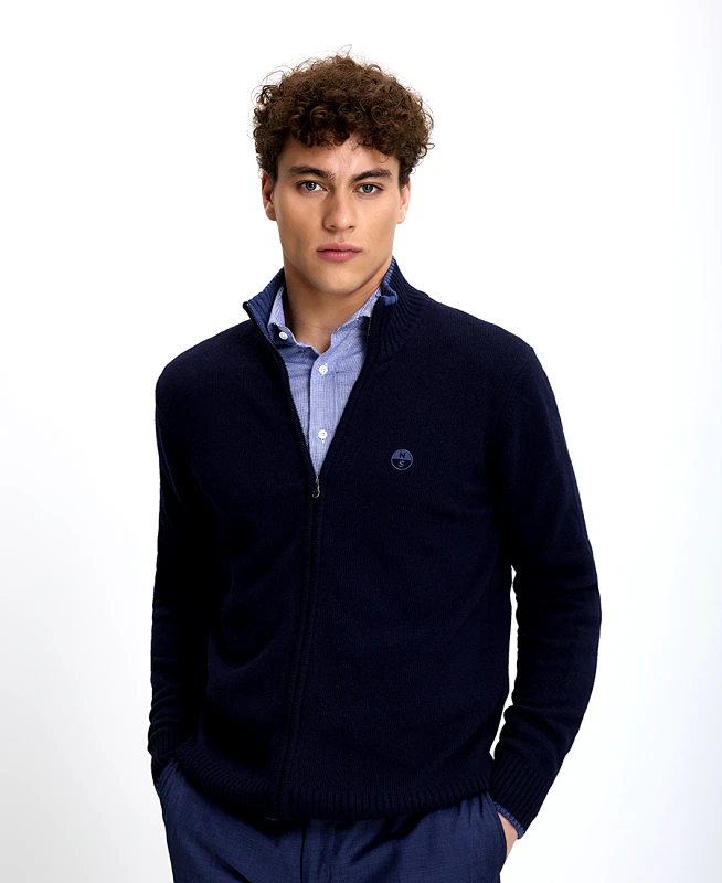 North Sails North Sails Ανδρική Ζακέτα Regular Fit Eco Cashmere με Φερμουάρ σε Σκούρο Μπλε
