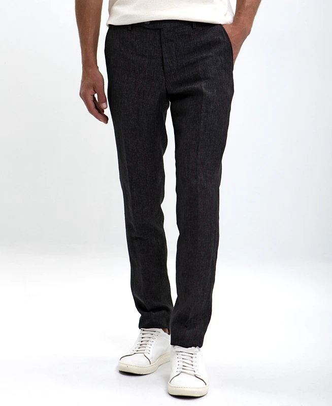 Vardas Vardas Παντελόνι Λινό Slim Fit σε Γκρι