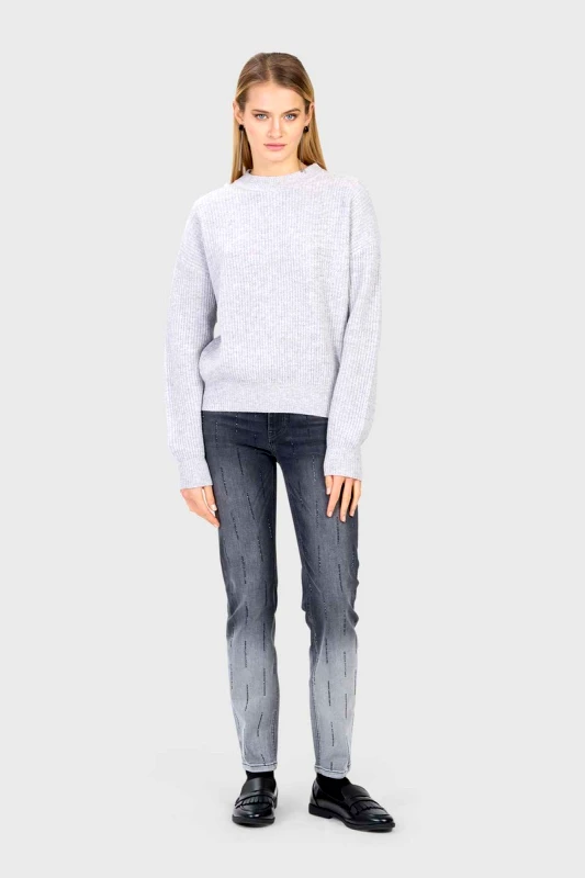 Caractere Caractere Γυναικείο Skinny Τζιν Παντελόνι με Στρας σε Γκρι