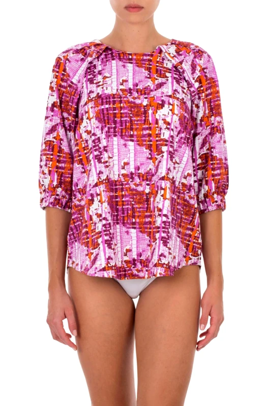 Emmanuela Swimwear Γυναικεία Μπλούζα Παραλίας σε Ροζ Εμπριμέ